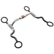 JK Bar H Equine Small Port Cavalry Shank Tongue Relief Bit W/ Copper Roller