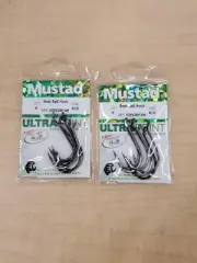 2 pkgs Mustad 6/0 black BEAK BAIT fishing hooks 92553NP-BN total 12 hooks