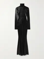 [Norma Kamali] Norma Kamali - Metallic Stretch-jersey Turtleneck Gown - Black - small small Black