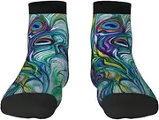 [JEJEA] Peacock Feathers print Men's Athletic Cushioned Crew Socks Crew Training Athletic Socks Men and Women for Sports