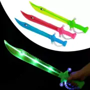 Set of 6 Shark Pirate Flashing LED Light Up Party Favor Toy Light Sword Saber
