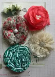 TANGARINE Floral GREY IVORY GREEN Mix Fabric 7 Flower Pack 15-75mm Manor House