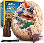 Blue Marble National Geographic Jumbo Dinosaur Egg Dig Kit - Dig Out 12 Dino Figures & Replica T. Rex Tooth from Giant 15 cm Egg, Dino Egg, Jumbo Egg, Dinosaur Egg Toys, Educational Science Kits