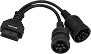 OBD 6pin 9pin J1708 J1939 Cable for Truck 6+9pin to OBD2 16pin Adapter Fit for Cummins Heavy Duty Truck Scanner Cable OBD to 9 pin J1939 6pin J1708 Split Y Connector for Diesel Diagnostic Tool