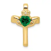 14k 6mm Claddagh Mount St. Helens AA Diamond Cross Pendant