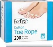 ForPro Professional Collection Cotton Toe Rope, Pedicure Toe Separator, Lint-Free, Biodegradable Cotton, 6” L, 200-Count