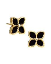 Savvy Cie 18K Over Silver Onyx Studs