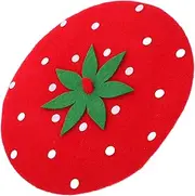 [Minkissy] Cute Strawberry Beret Hat for Soft Woolen Party Headwear Adorable Fruit Wool Beanie for Comfortable Fit for Various Occasions Stylish Casual Accessory