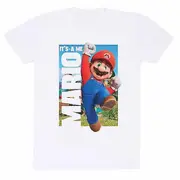 Super Mario Bros Unisex Adult It's A Me Mario T-Shirt White M