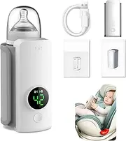 [Elprico] Portable Baby Bottle Warmer, 6000 mAh Wireless Milk Warmer with Intelligent Temperature Control, Fast Heating and 48H Warm Travel Bottle Warmer for MAM
