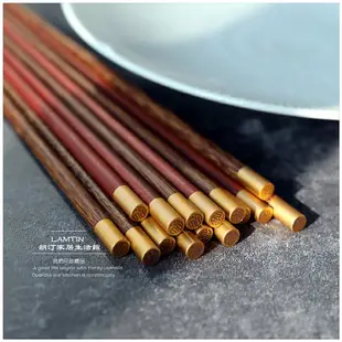 無漆無蠟福字實木筷子防霉筷子木質雞翅木筷子家用加長紅檀木筷子