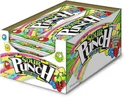 Sour Punch Straws, Rainbow Flavors, 4.5oz Tray (Pack of 12), Lemon, Apple, Strawberry & Blue Raspberry Soft and Chewy Candy