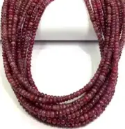 Natural Ruby Smooth Genuine Plain Ruby Beads Rondelle 11 Strands Gemstone Beads.