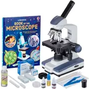 AmScope 40X-2500X LED Monocular Compound Microscope+ Slide Prep Kit + Book