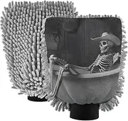 XYMZR Absorbent Microfiber Car Wash Mitt Skeleton Bathtub Funny, Funny Cute Anime Scratch Free for Cars Cleaning, Home Cleaning Mitts, 2 Pack, 10.24” L x 7.09” W