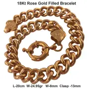 Bangle Real 18Kt Rose Gold Filled Solid Boltring Statement Bracelet 20cm