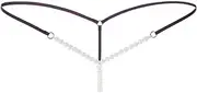 [Generic] Sexy Costume Adult Women Thongs Solid and Low Sexy G-String Underwear Waist Women Pearl Plus Size Bodysuit Lingerie with Underwire