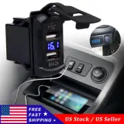 12V 4.2A LED Dual Port USB Charger Socket Car Boat Voltmeter Rocker Switch Panel (for: Renault)
