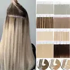 Blonde Russian Seamless Tape In Human Remy Hair Extensions Full Head Skin Weft