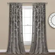 Lush Decor Riley Window Curtain Panel - Charming Handmade Bow Details - Elega...