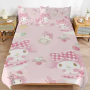 a1329 My Melody Duvet Cover Set, 3 Piece Bedding Set 86x70" Double Sided Printing Decorative Comforter Cover Set (1 Duvet Cover + 2 Pillow Shams)" jfr