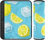 Summer Blue Ice Lemon 2 pcs Shoulder Pads for car seat Straps, Stop seat Belt Cutting into Neck, Sheepskin seat Belt Covers for Most Cars SUV Bag