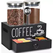Glass Coffee Containers with Shelf, Coffee Bean Storage Container with Airtig...