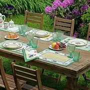 Villeroy and Boch French Garden Cotton Fabric Reversible Placemat (Set of 4), 14"x20", Multi, 4 Count