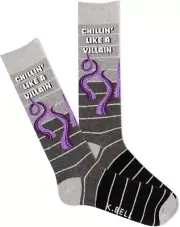K. Bell Men's Chillin Like A Villain Crew, Grey Heather, Men's 10-13, 1 Pair