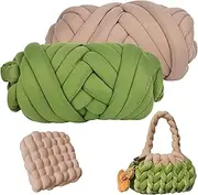 Chunky Yarn Thick Wool for Hand Knitting - 2 Pieces Arm Knitting Wool 250 g Knitting Wool Thick Yarn 2 Colours Crochet Wool Hand Knitting Yarn Tube Yarn for Bags, Blankets, Pet Bed, Sofa