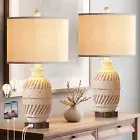 3 - Way Dimmable Touch Control Table Lamps Set of 2 for Bedroom, Farmhouse Be...