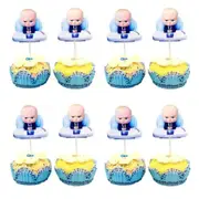 24 Pcs Cup Cake Topper Boss Baby Tableware Party Supplies Kids Children Birthday Decoration