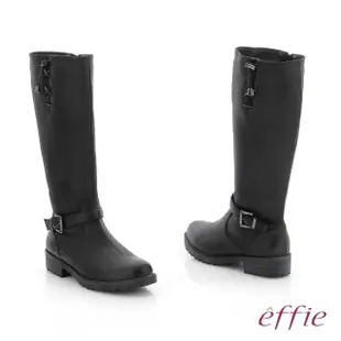 【effie】個性美型 防潑水麂皮直筒靴(黑)