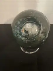 488g Natural Ocean Jasper Sphere Reiki Healing Crystal With Stand.