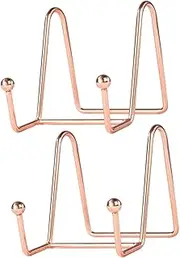 Tofficu 2pcs Rose Gold Iron Memo Holders Desktop Name Display Stands for Business Cards Photos and Artworks Creative Table Stands for Any Occasion