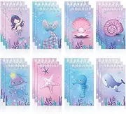 Dianelhall 24 Pcs Mini Mermaid Notebooks Mermaid Party Favors Mini Spiral Notepads Sea Ocean Themed Supplies for Girls Kids Birthday Party Piñata Fillers School Classroom Gifts