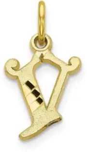 10K Yellow Gold Initial V Charm 10C764V