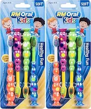 RM Oral Kids Healthy Fun Suction Cup Soft Toothbrushes, 4 Count Twin Pack