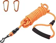 Long Rope Leash for Dog Training 30FT Nylon Pet Training Cord Heavy Duty Rope Durable Foam Handles for Medium/Large Dogs Lead Obedience Recall Camping Transport Walking Hiking Backyard