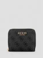 GUESS Black Logo Laurel Small Zip Around Wallet