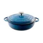 Pyrolux Pyrochef 24cm/2.5L Cast Iron Round Low Chef Pan w/ Lid Pot Ocean Blue