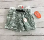 Wonder Nation Boys Buckle Up Shorts Green Tie Dye Adjustable Waist XS (4-5)
