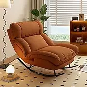 Sofa Rocking Chair Metal Frame with Adjustable Backrest Comfortable Decorative Chair Modern Ergonomic Sofa for Living Room Bedroom