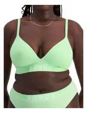 [Bonds] Retro Rib Seamless Wirefree Tee Bra in Gravity Green