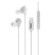 Laser Wired White Earphones with USB-C & Inline Controls - Crystal Clear Audio