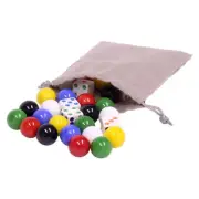 AmishToyBox.com Game Bag of 24 Large Glass Marbles (18mm Diameter) and 6 Dice...