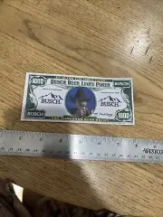 Busch Cassidy Beer Bucks Liars Poker $1000 Bill Head For The Mountains Vtg 1986