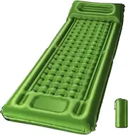 wulwun Self-Inflating Camping Mat, 12 cm Thick Inflatable Sleeping Mattress, Single, Air Mattress with Integrated Pump, Connectable Camping Mat for Backpacking, Hiking, Tent, Travel (Green)