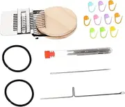 DOITOOL 1 Set Weaving Loom for Mending Jeans Clothes Wooden Craft Tool with Bands Needles for DIY Projects Learning