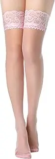 [ZPLxi] 2Pack Women's Lace Top Sheer Stockings Thigh High Long Tube Silky Socks Nylon Fishnet Over Knee Ultra Shimmery Pantyhose for Summer